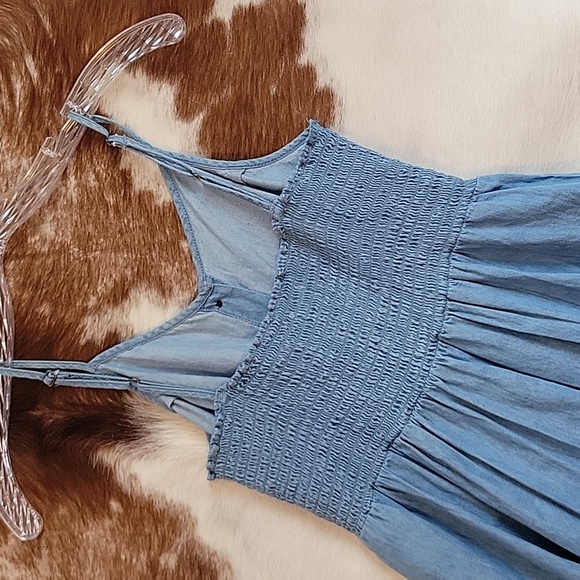 Light Blue Denim Button-Front Sundress - Picture 3 of 4